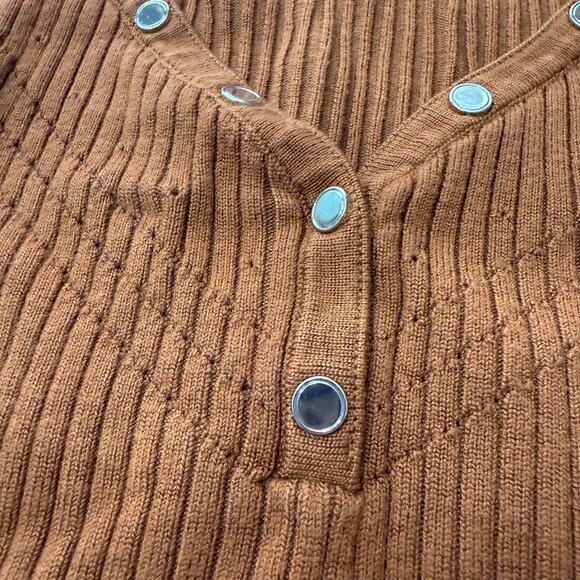White House Black Market Rust‎ Brown V-Neck Sweater Small - Picture 4 of 9
